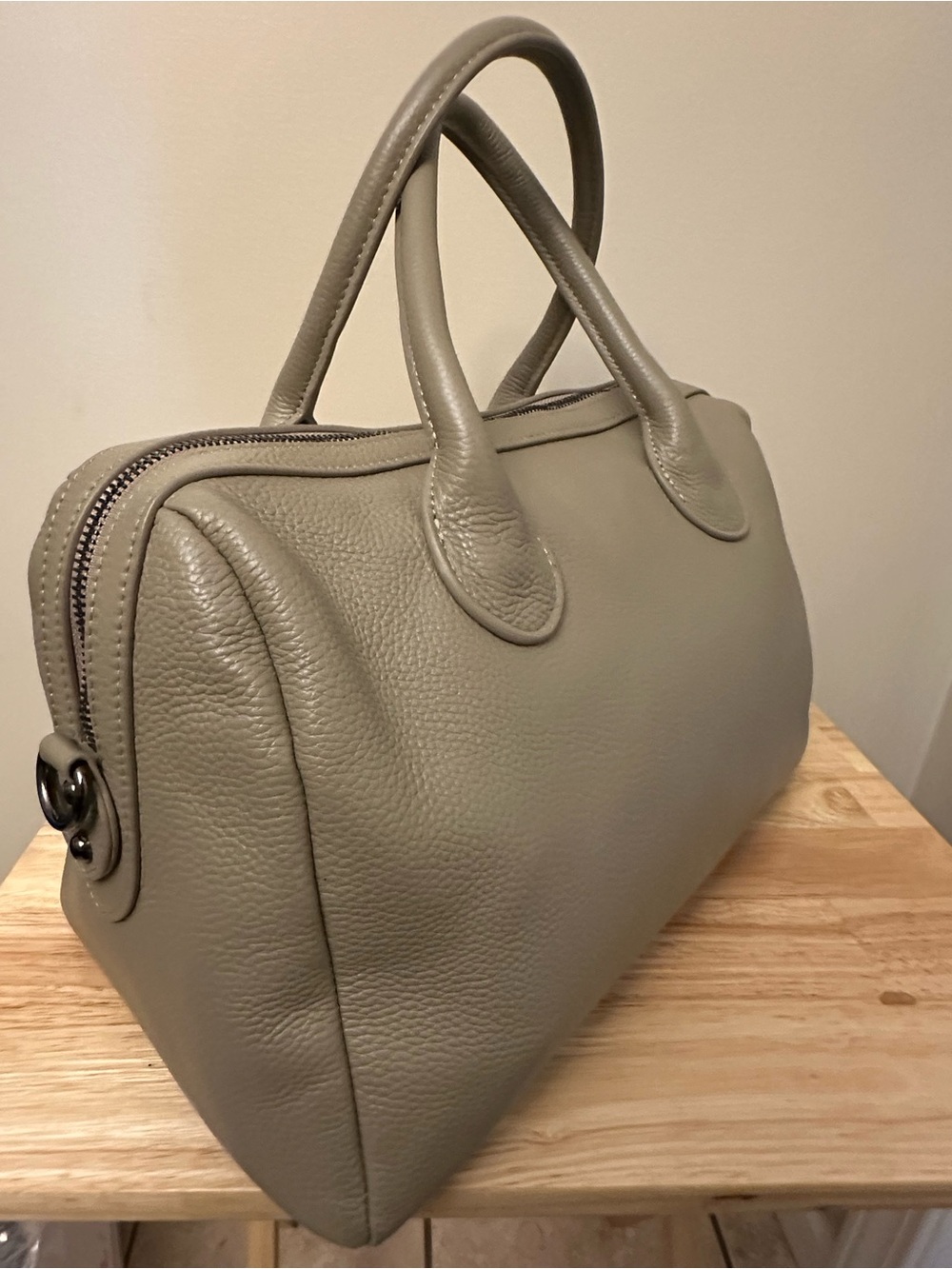 Beck Taupe Leather Montero Satchel - Picture 12 of 16